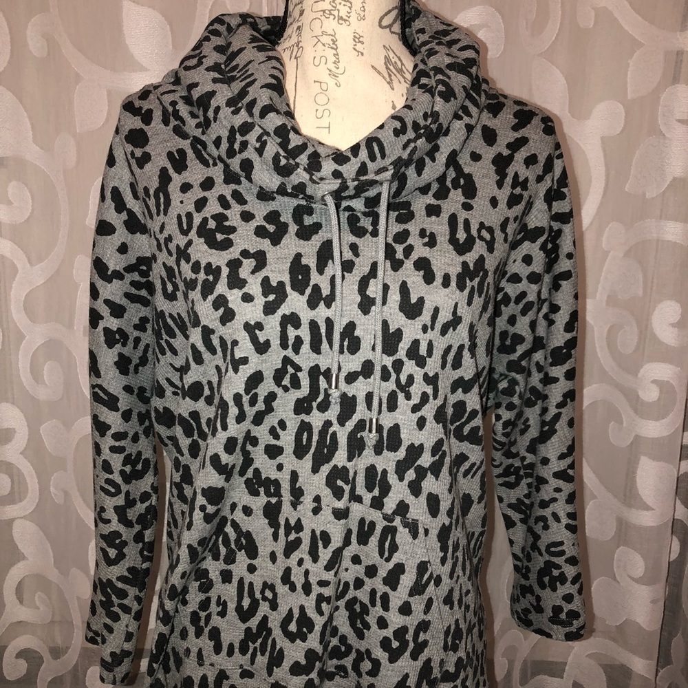Cheetah print cowl neck top